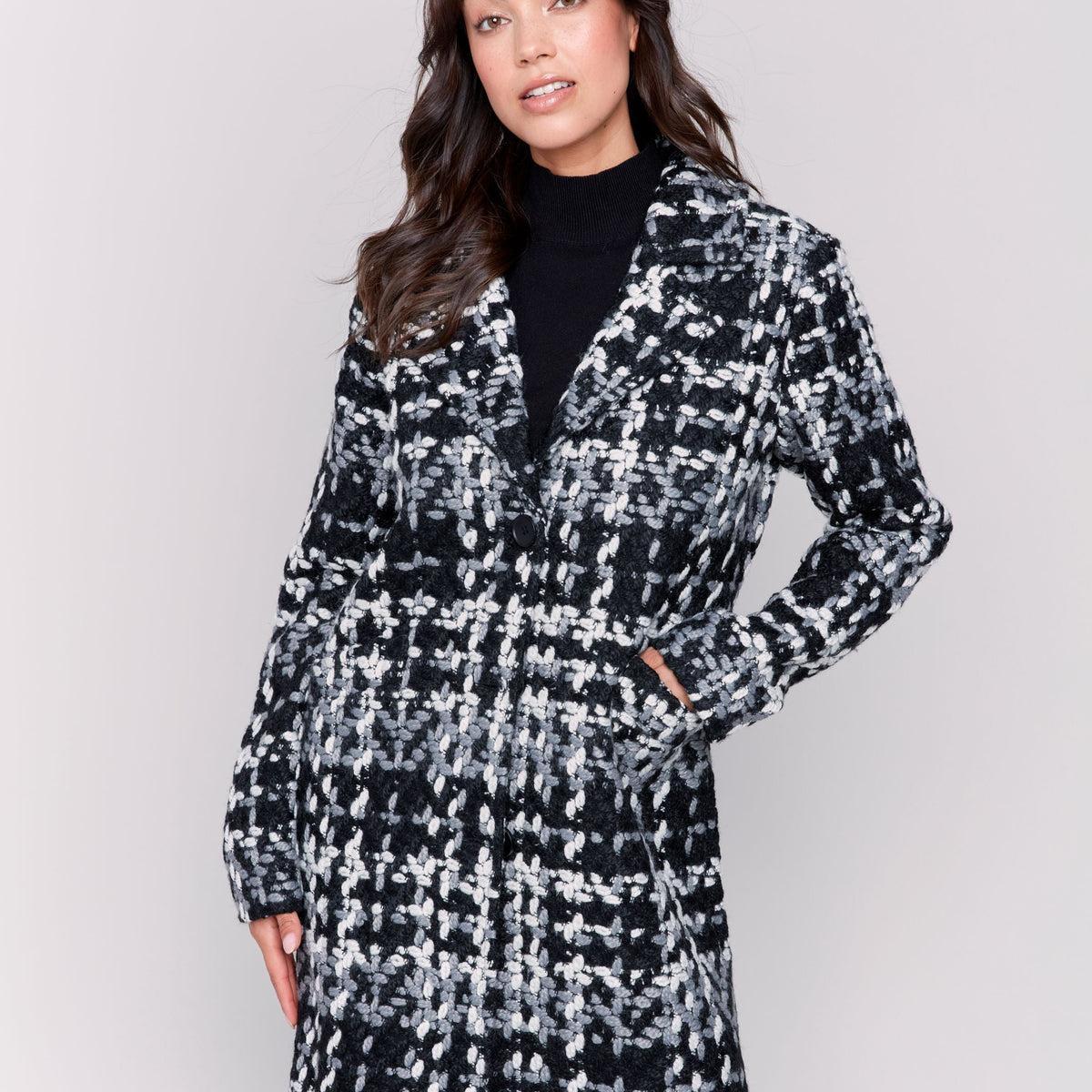 Charlie B. Straight Cut Plaid Coat Product Image