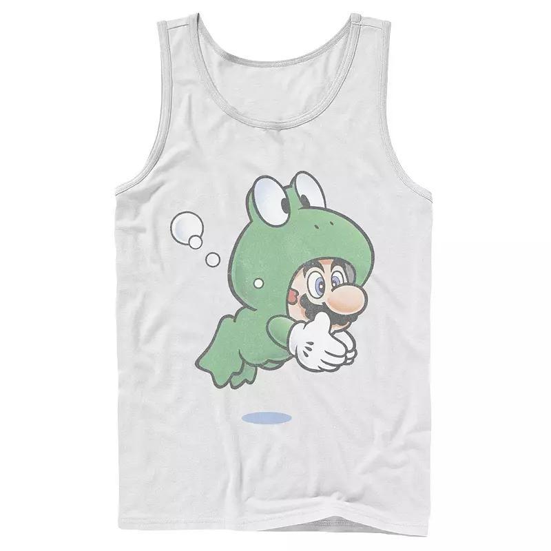 Men's Super Mario Frog Faded Portrait Tank Top, Size: XL, White Product Image