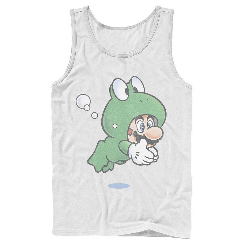 Men's Super Mario Frog Faded Portrait Tank Top, Size: XL, White Product Image