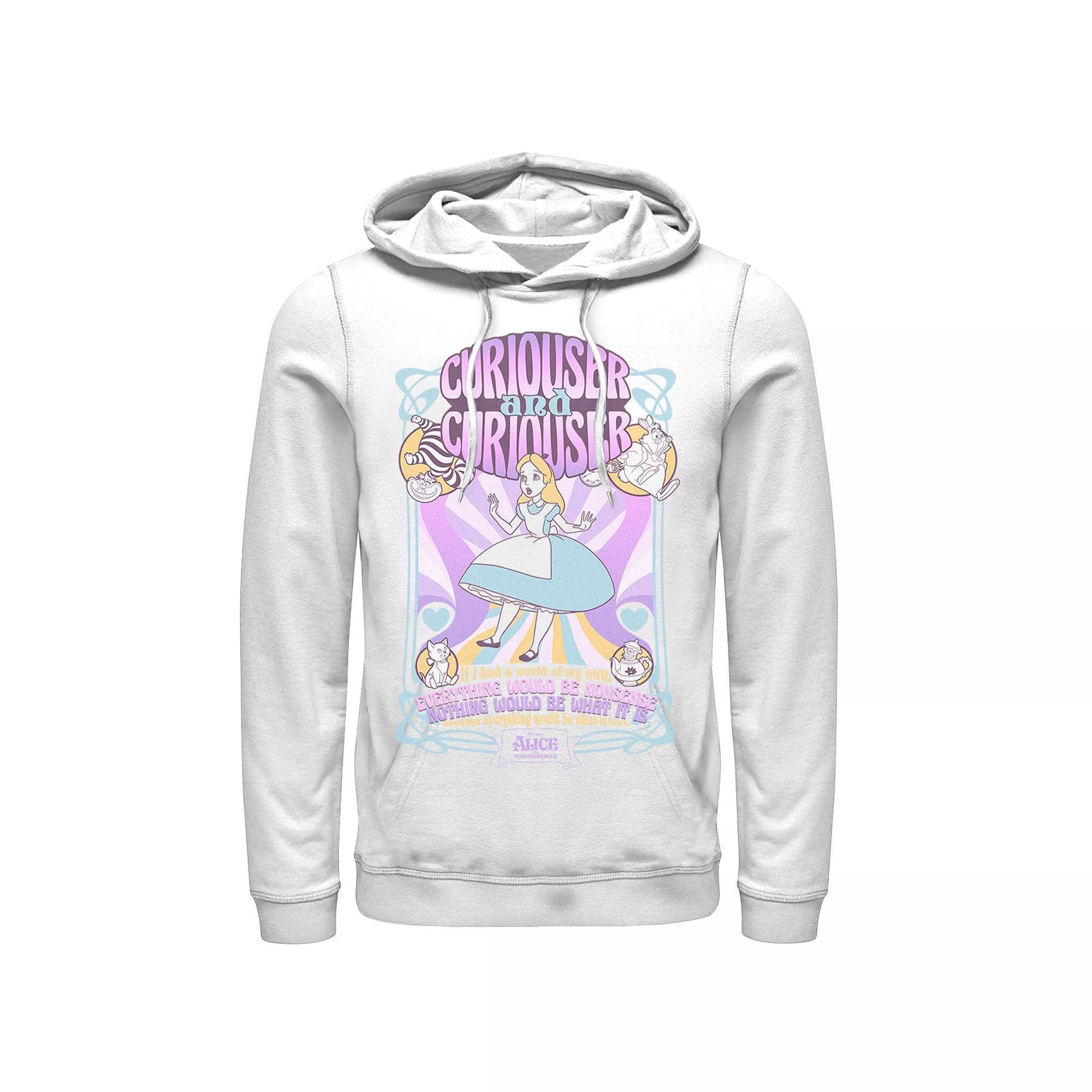 Men's Alice In Wonderland Psychedelic Nouveou Neon Hoodie, Size: Small, White Product Image