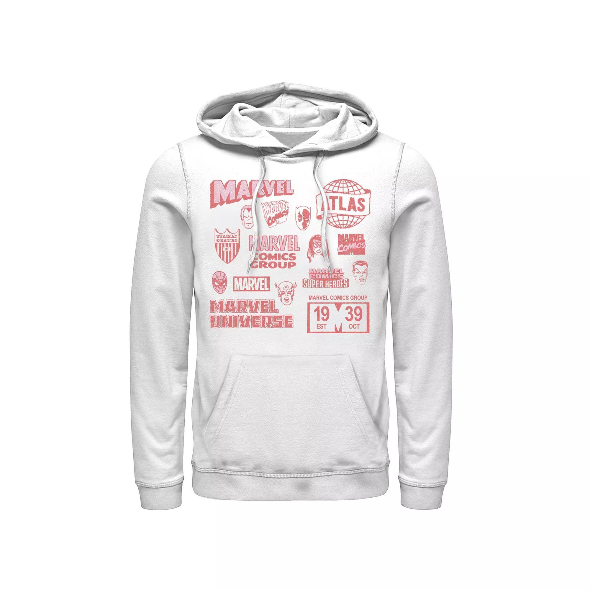 Men's Marvel Vintage Logos And Heroes Mash Up Collage Hoodie, Boy's,  Product Image