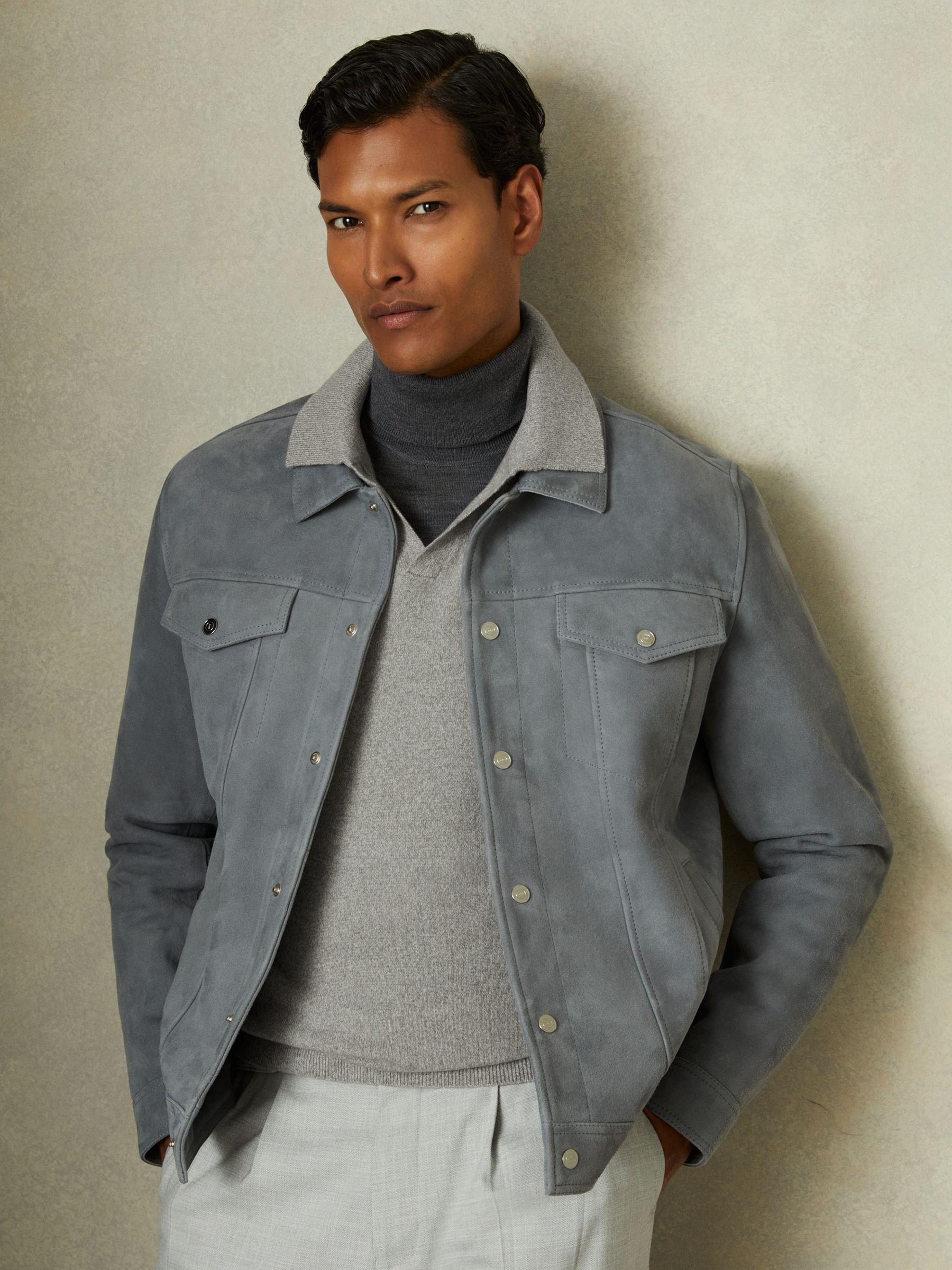 Wool-Cashmere Open-Collar Polo Shirt in Soft Grey Melange Product Image