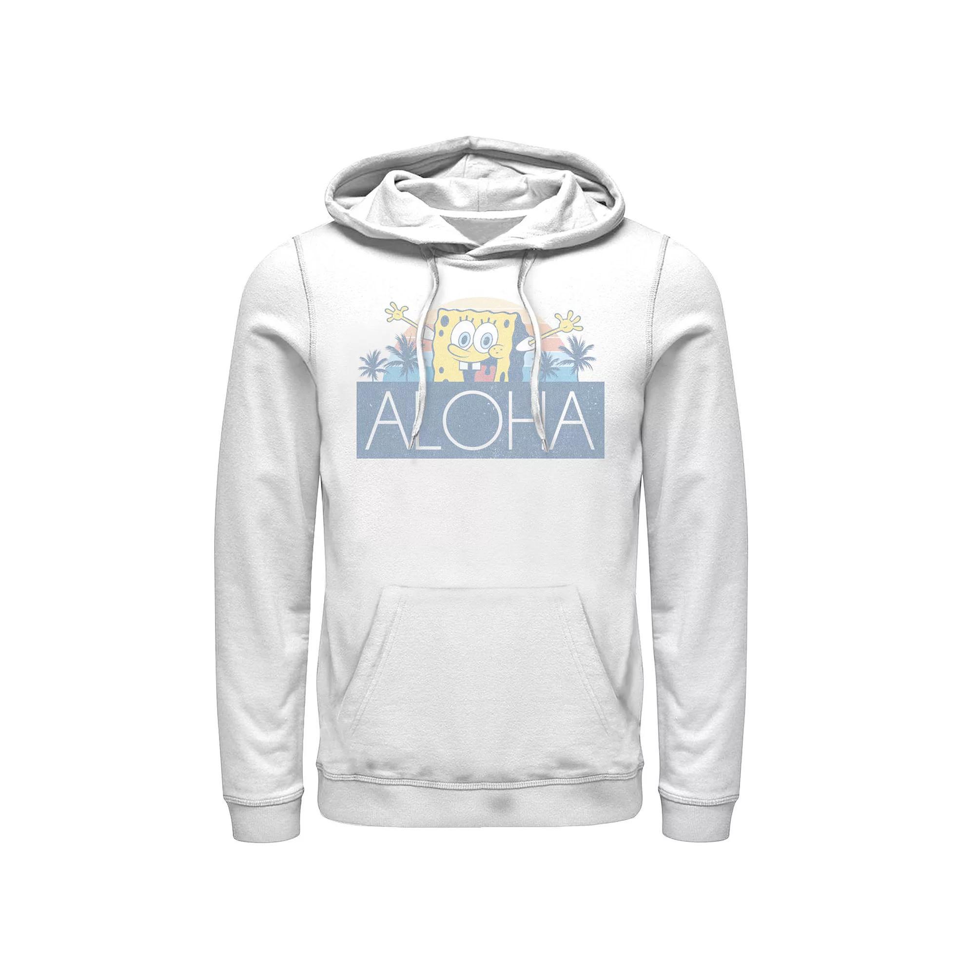 Men's Spongebob Squarepants Aloha Faded Portrait Logo Panel Hoodie,  Product Image
