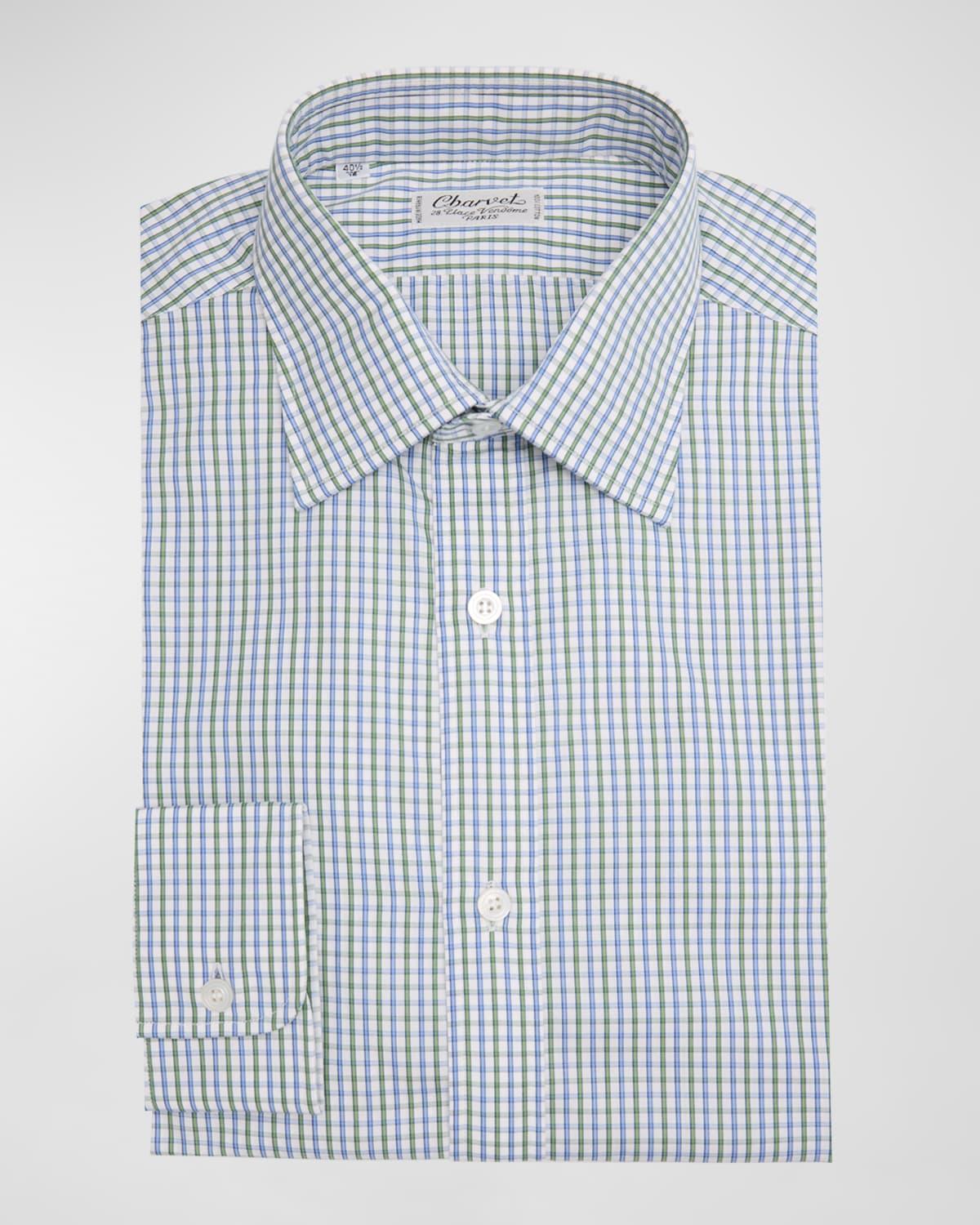 Men's Cotton Check-Print Dress Shirt Product Image