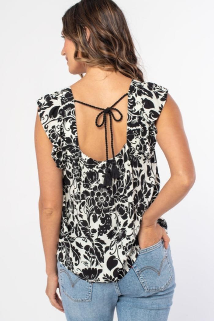 Floral Flutter Sleeve Square Neck Top Product Image