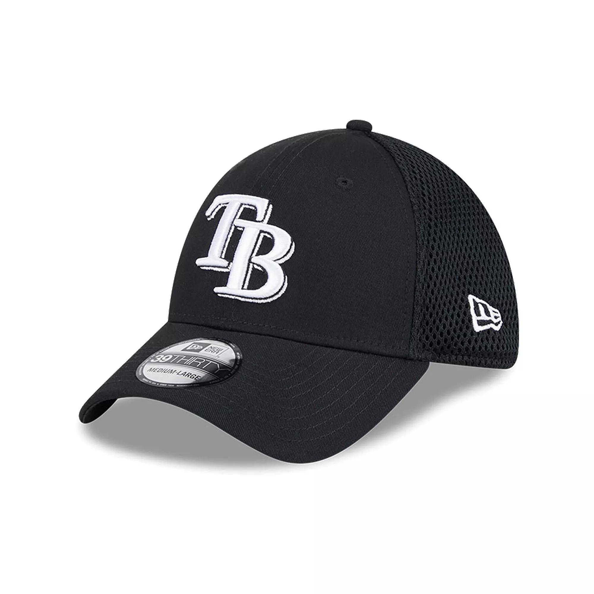 Men's New Era Tampa Bay Rays Evergreen Black & White Neo 39THIRTY Flex Hat, Size: Medium/Large Product Image