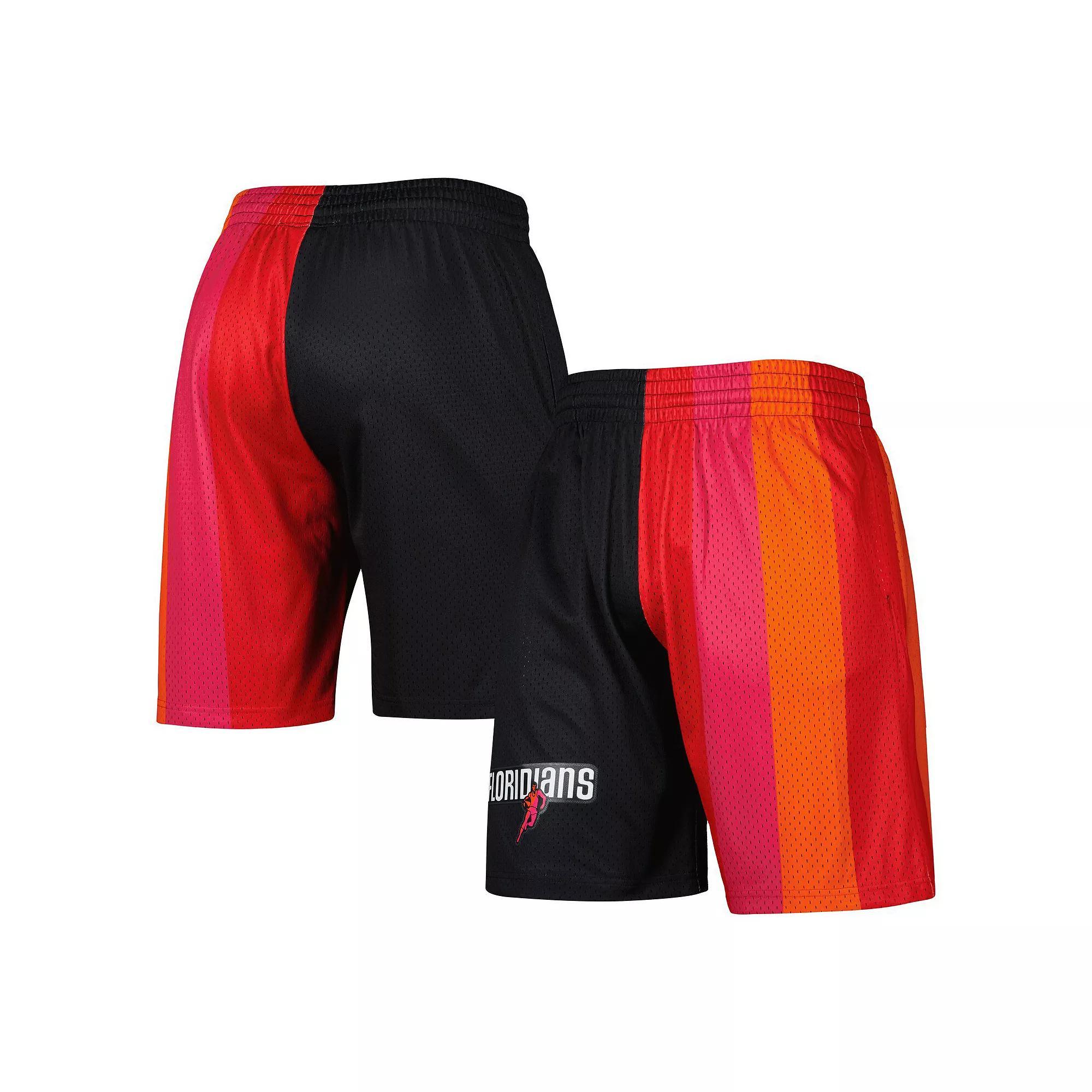 Men's Mitchell & Ness Black Miami Heat Hardwood Classics 2005 Split Swingman Shorts,  Product Image