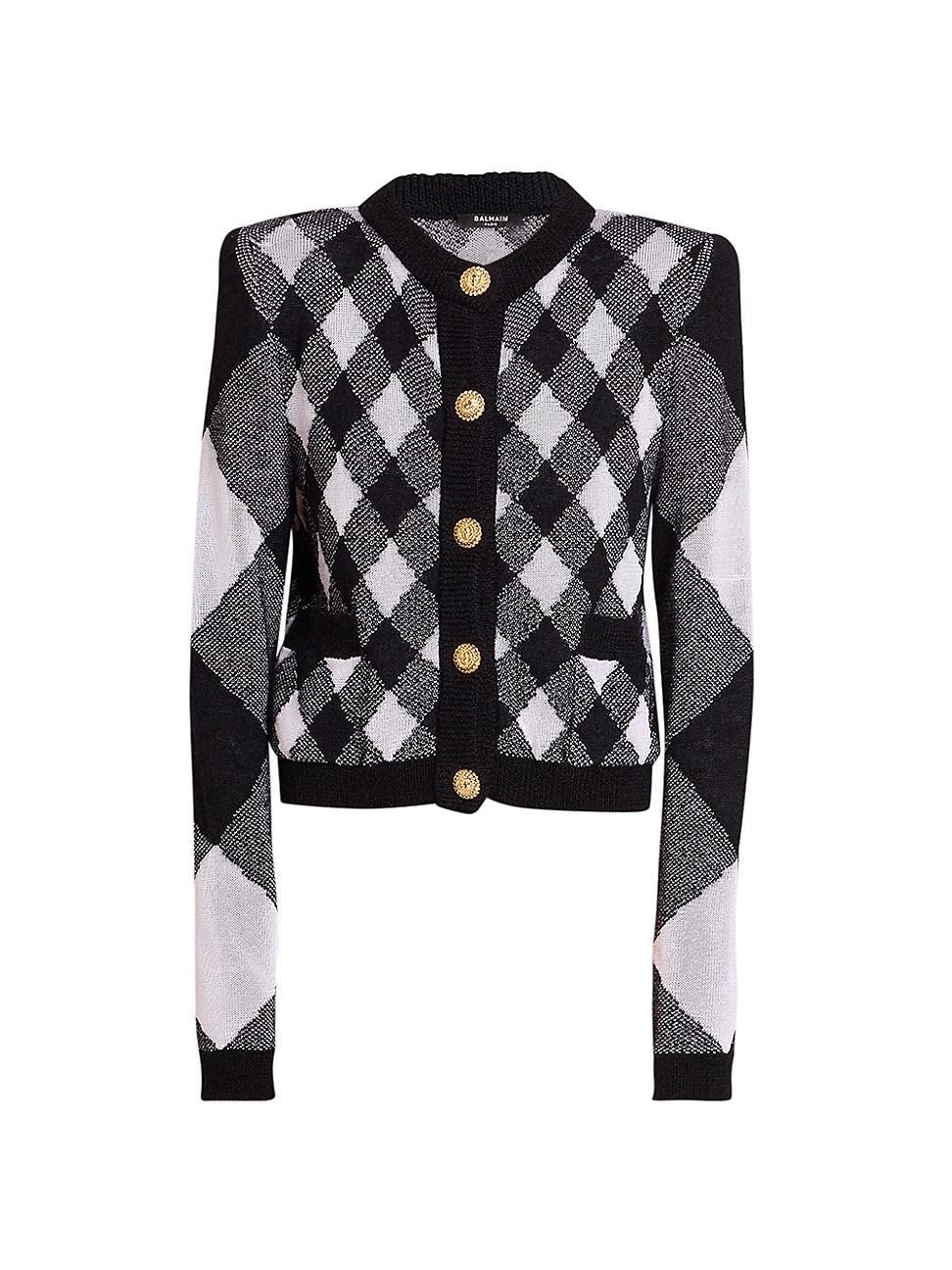 Womens Mixed Check Cardigan Product Image