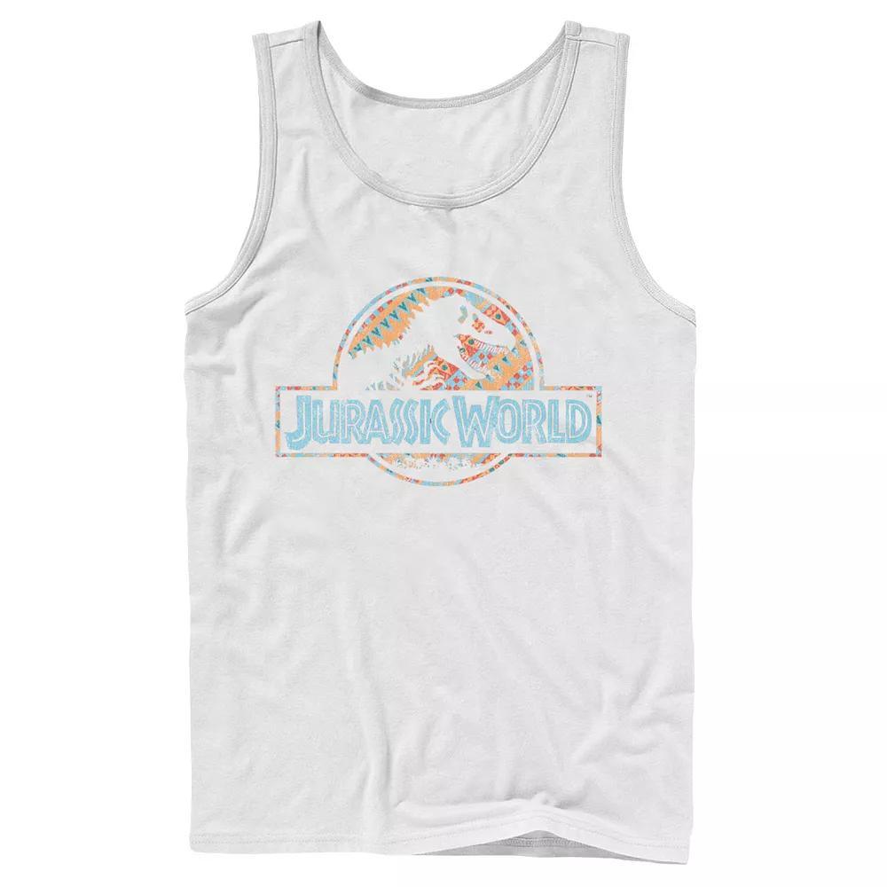 Men's Jurassic World Geometric Shape Pattern Logo Tank Top,  Product Image