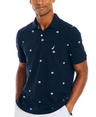 Nautica Mens Classic-Fit Icon-Print Performance Deck Polo Shirt Product Image