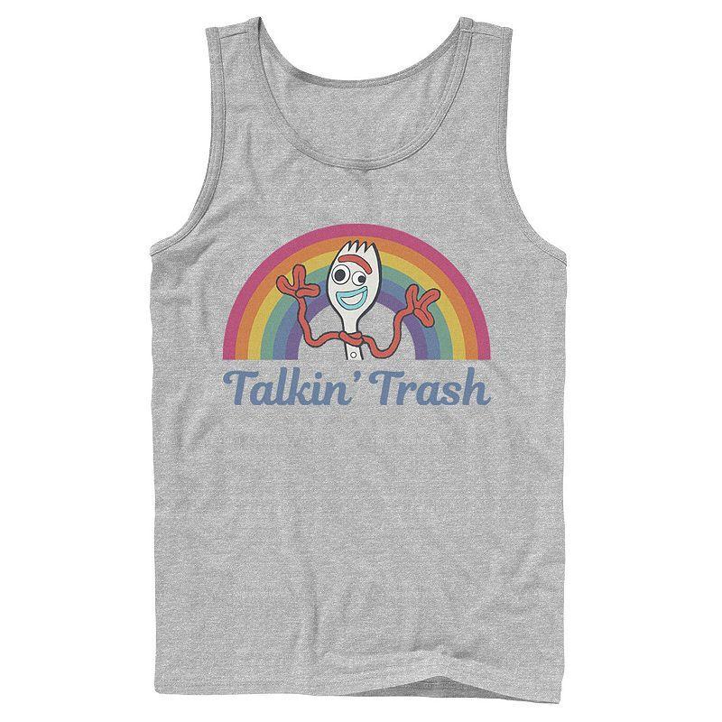 Men's Disney / Pixar Toy Story 4 Forky Talkin' Trash Rainbow Poster Tank Top, Size: XL, Athletic Grey Product Image