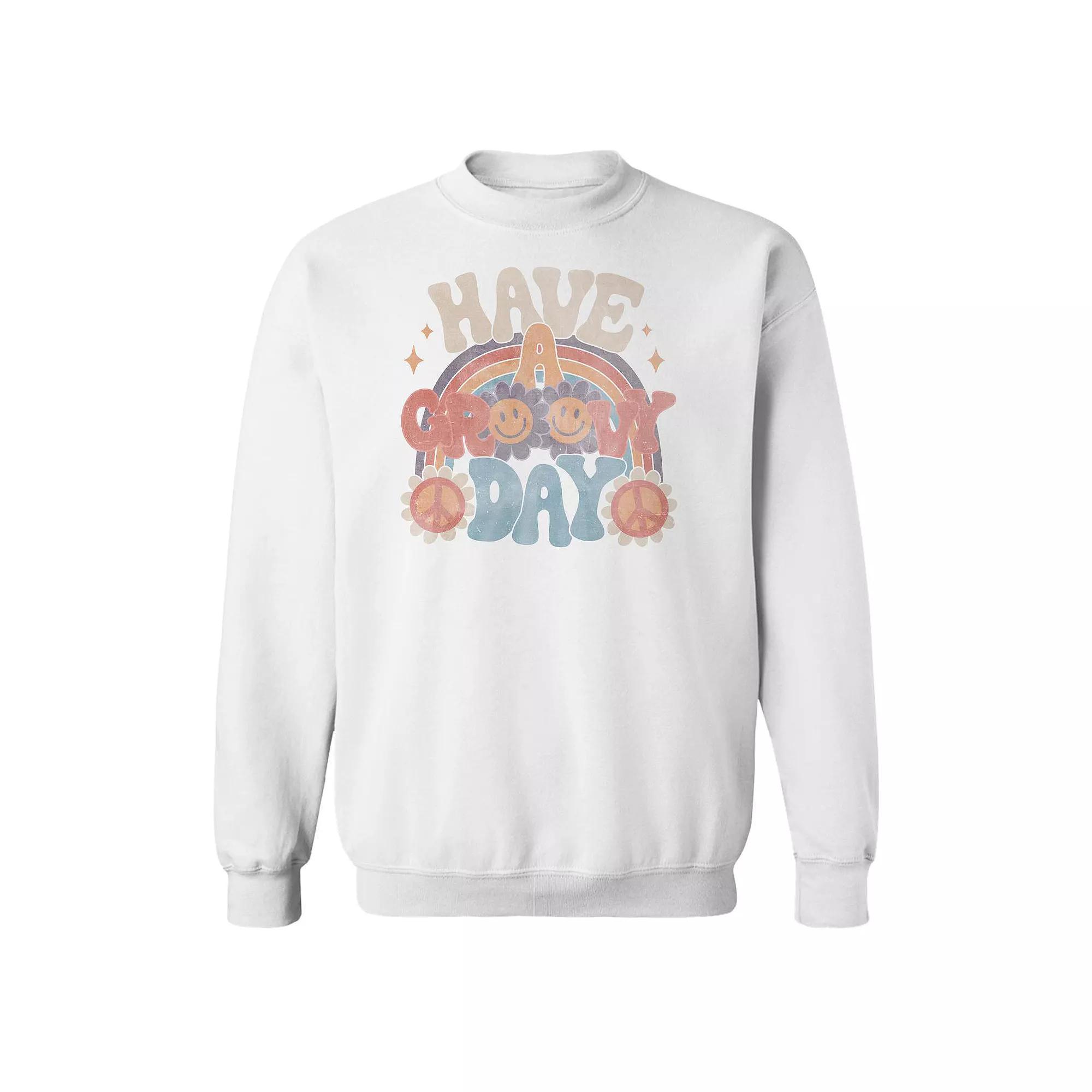 Juniors Groovy Day Graphic Fleece Sweatshirt, Womens Product Image