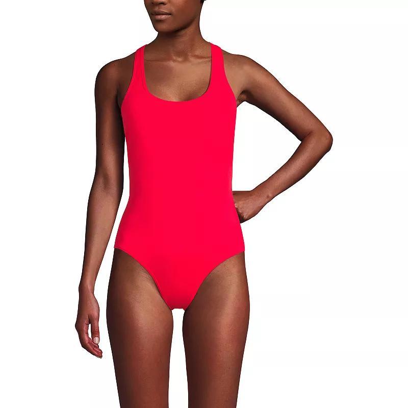 Womens Lands End Chlorine Resistant Scoop Neck Sporty One-Piece Swimsuit Product Image