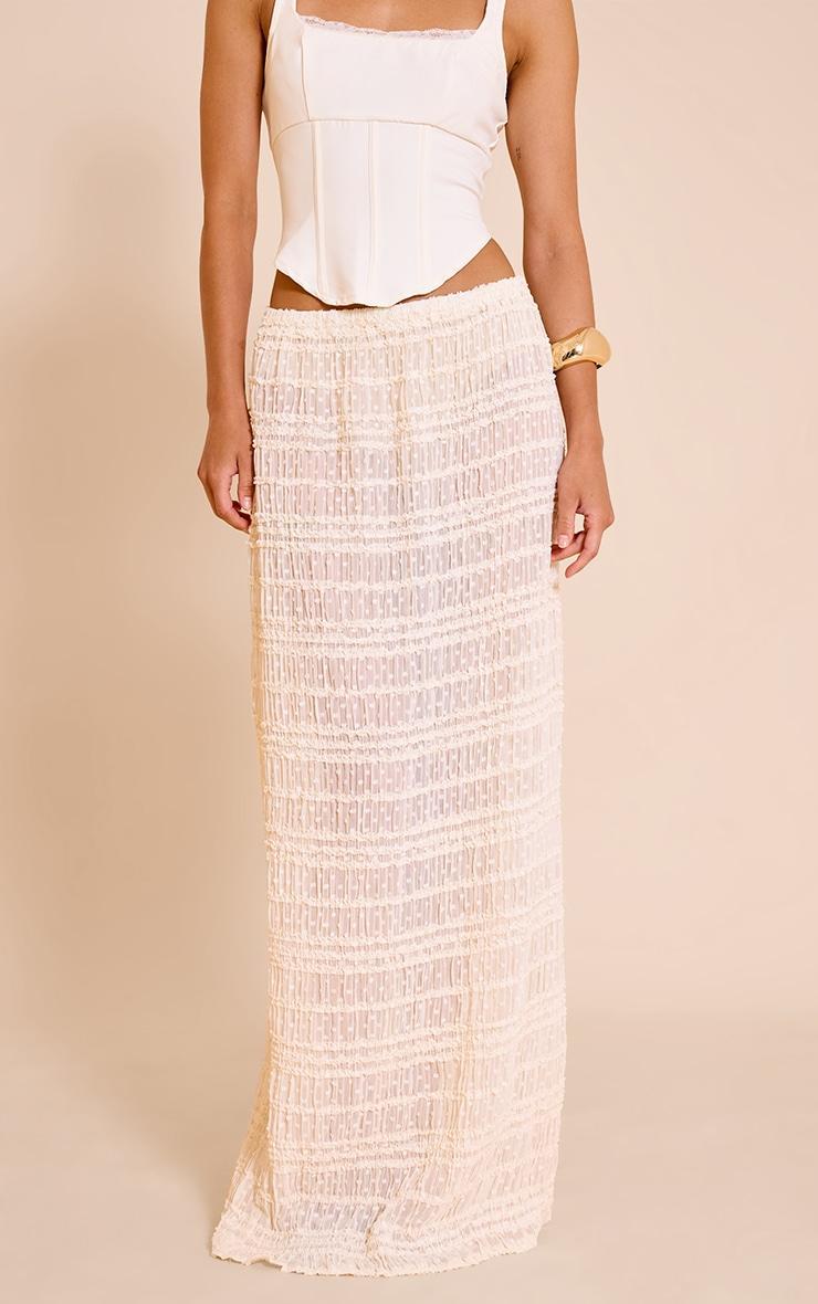Cream Textured Chiffon Maxi Skirt Product Image