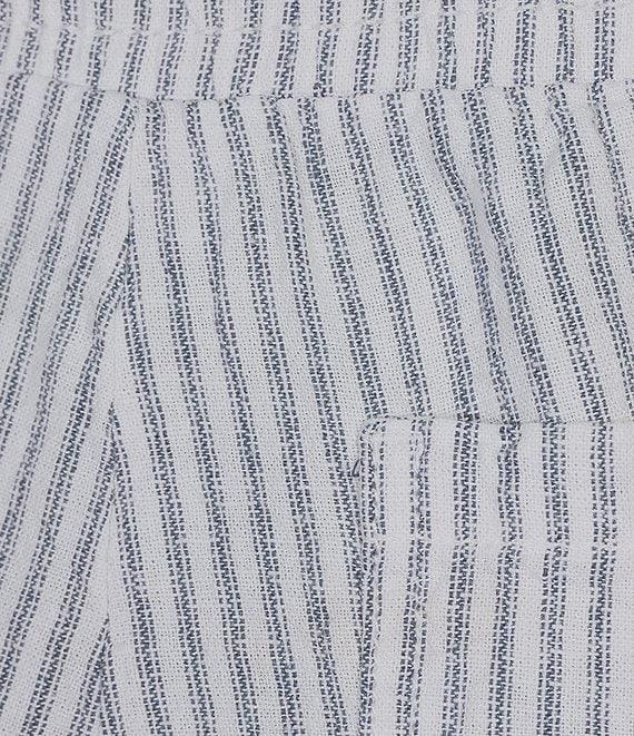 Westbound Blue White Stripe Crop Linen Blend Pants Product Image