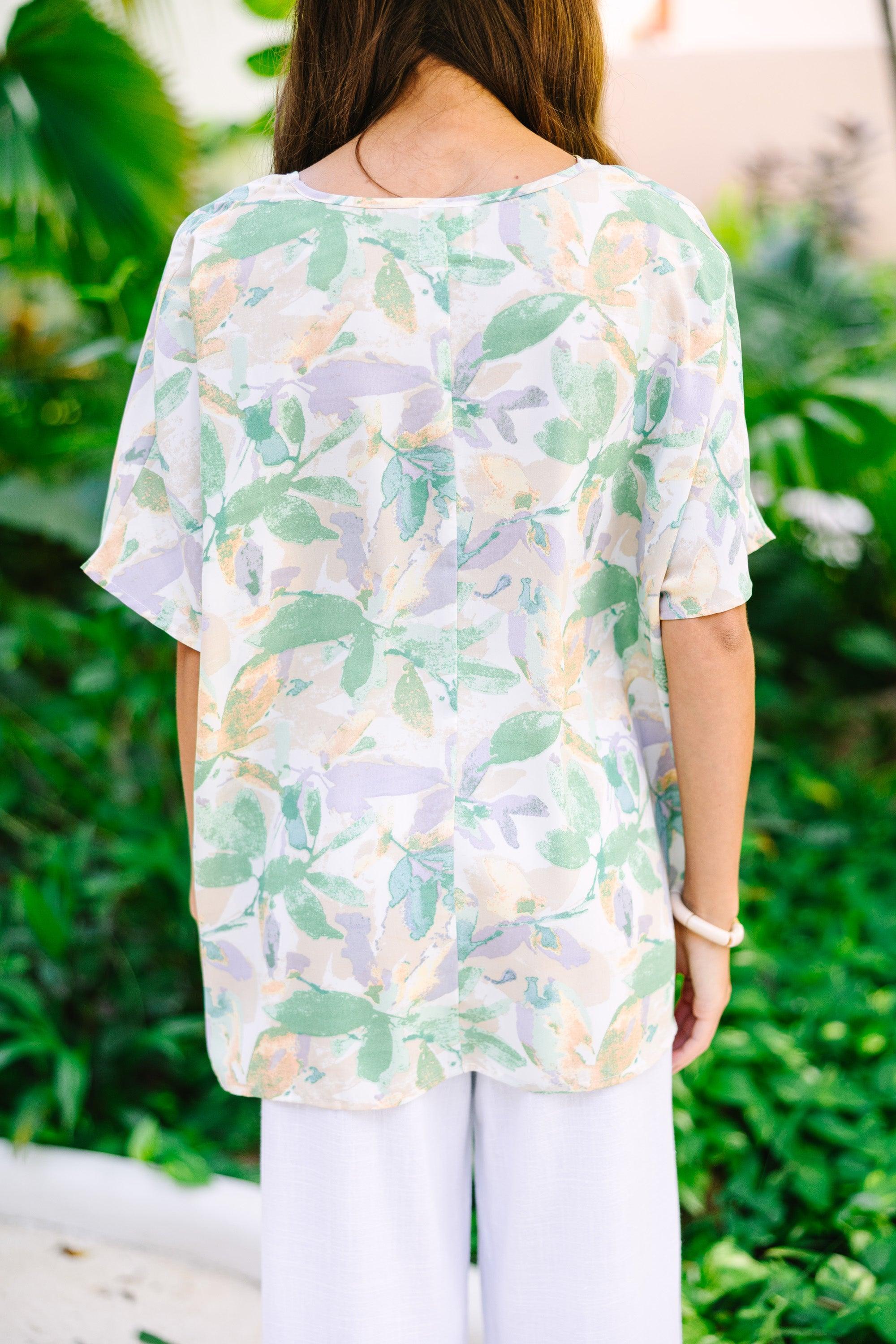 At This Time Green Floral Top Female Product Image