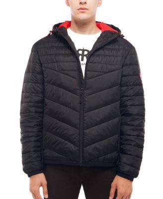 Men's Rokka&Rolla Lightweight Hooded Puffer Jacket, Size: Medium, Black Product Image