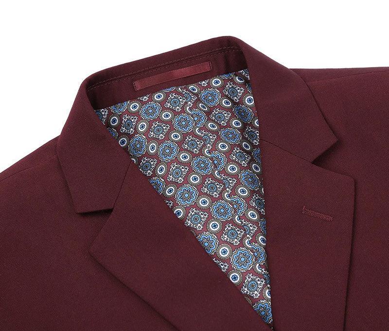 (46S) 2 Piece Suit 2 Buttons Regular Fit In Burgundy Product Image