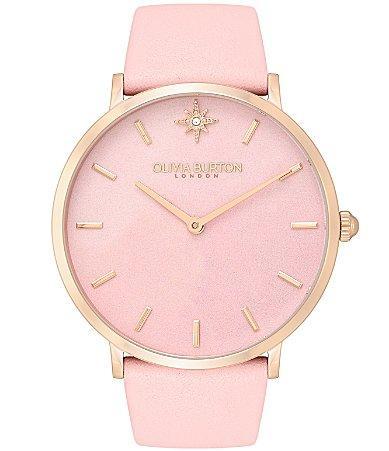 Olivia Burton Celestial Quartz Analog Pink Leather Strap Watch Product Image