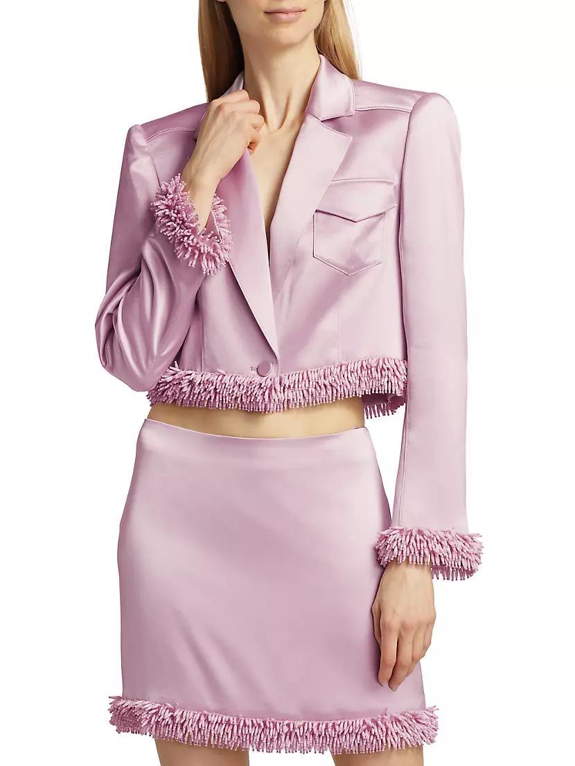 Ida Beaded-Trim Satin Crop Jacket Product Image