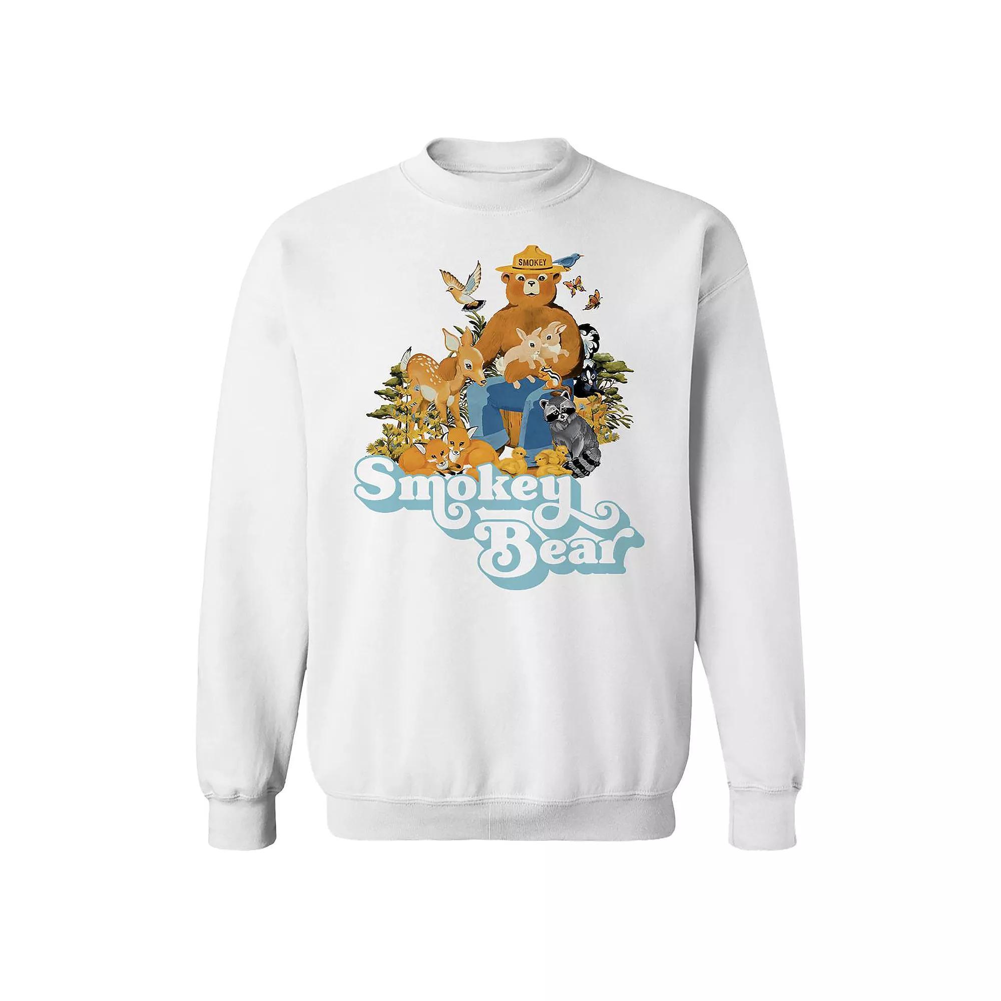 Men's Smokey Bear Retro Fade Graphic Fleece, Size: XXL, White Product Image