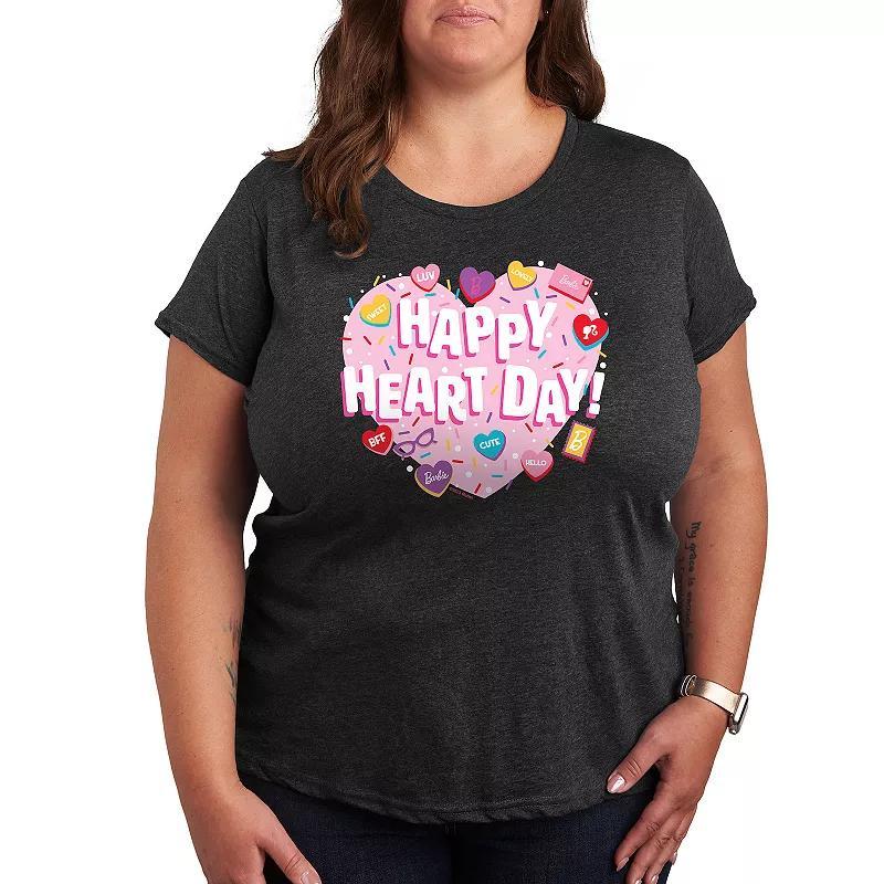 Plus Size Barbie Happy Heart Day Graphic Tee, Women's, Size: 3XL, Grey Blue Product Image