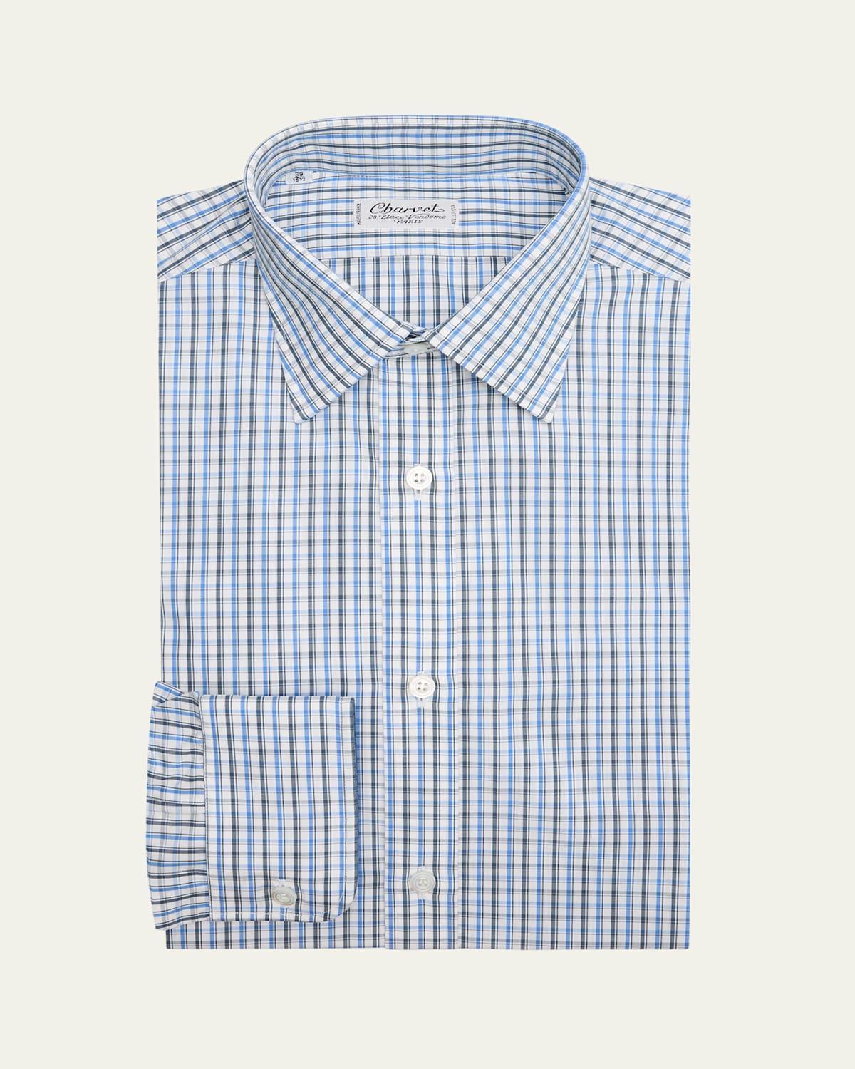 Mens Cotton Multi-Check Dress Shirt Product Image