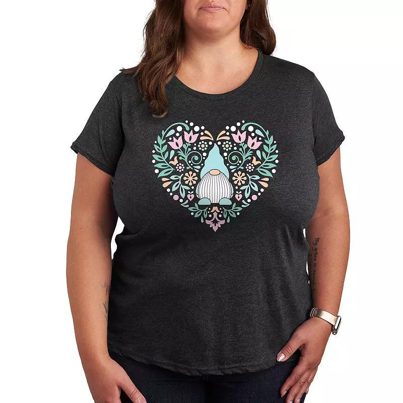 Plus Scandinavian Gnome Heart Graphic Tee, Women's, Size: 3XL, Grey Royal Blue Product Image