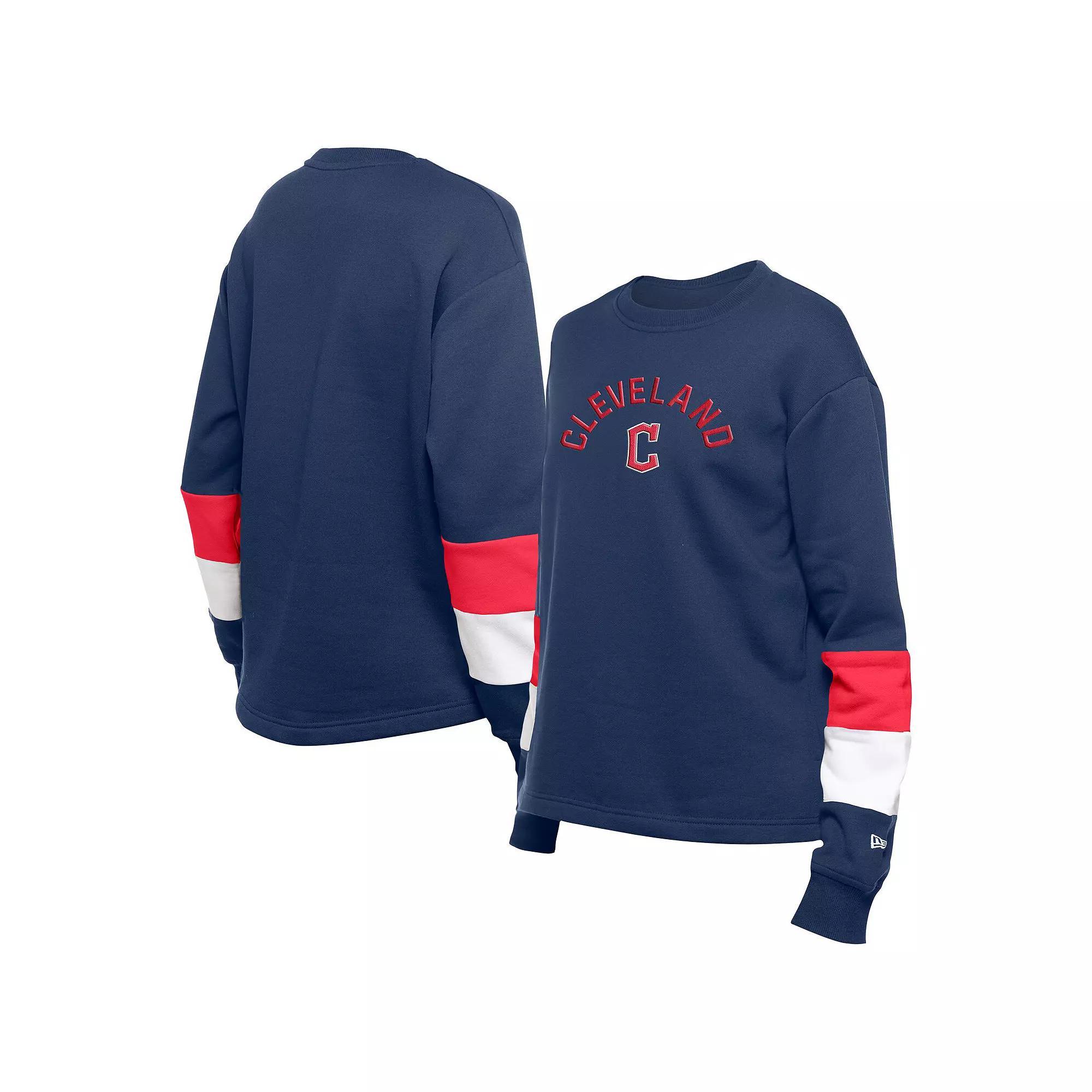 Women's New Era Navy Cleveland Guardians Game Day Color Pullover Sweatshirt,  Product Image