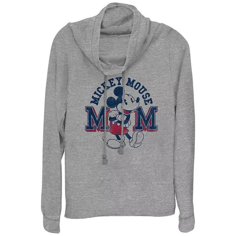 Disneys Mickey Mouse Mom Womens Cowlneck Graphic Lightweight Long Sleeve, Girls Gray Grey Product Image