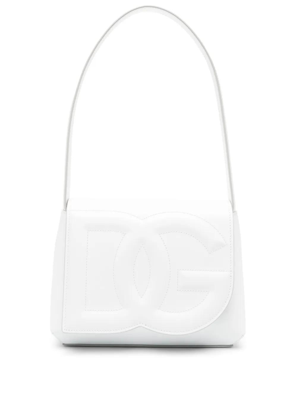 DOLCE & GABBANA Logo-embossed Leather Shoulder Bag In White Product Image