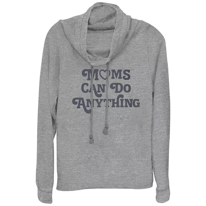 Women's Moms Can Do Anything Cowlneck Graphic Lightweight Long Sleeve, Size: Small, Gray Grey Product Image