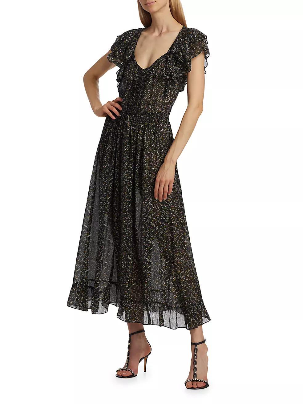 Godralia Ruffled Cotton Midi-Dress Product Image