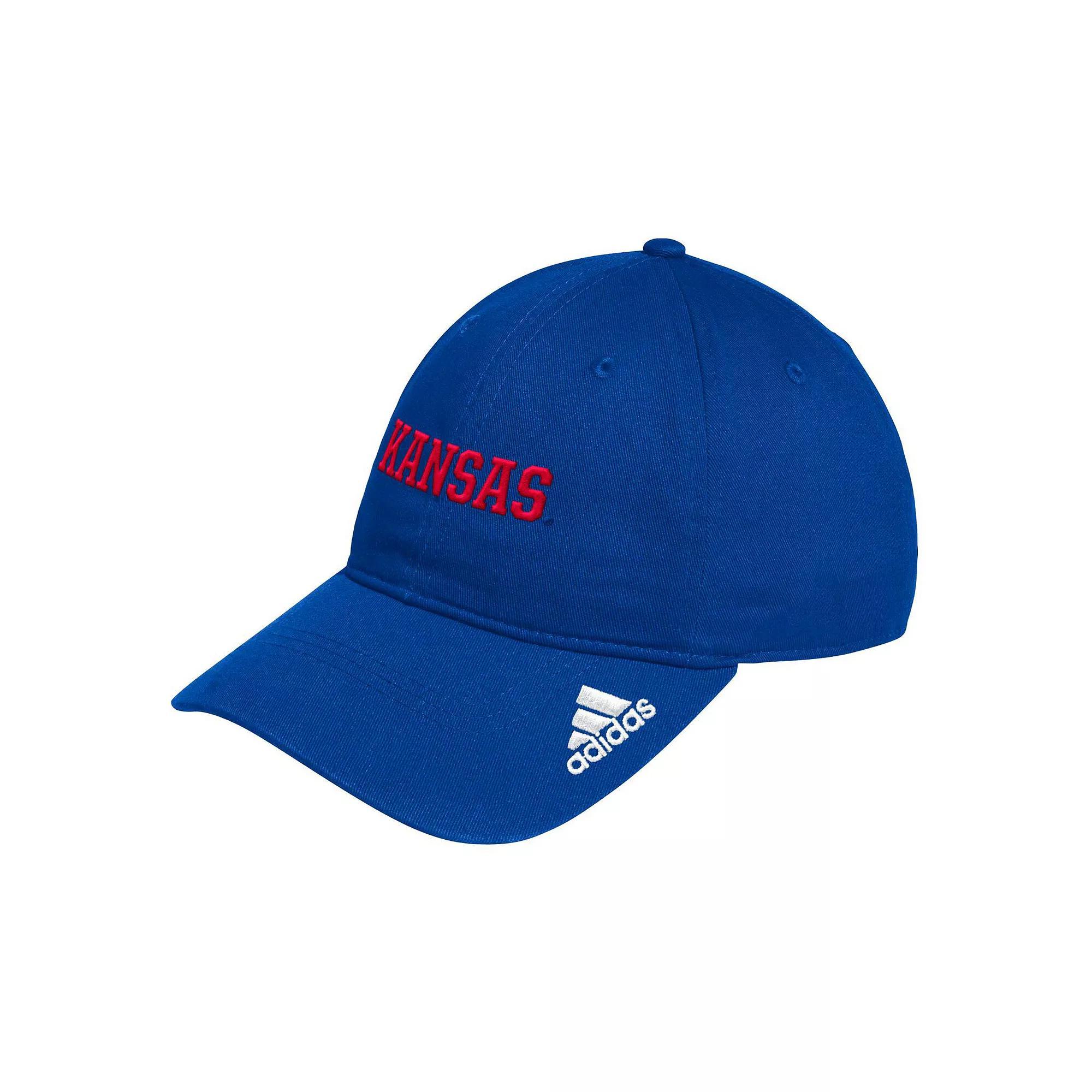 Men's adidas Royal Kansas Jayhawks Locker Room Wordmark Slouch Adjustable Hat, Blue Product Image