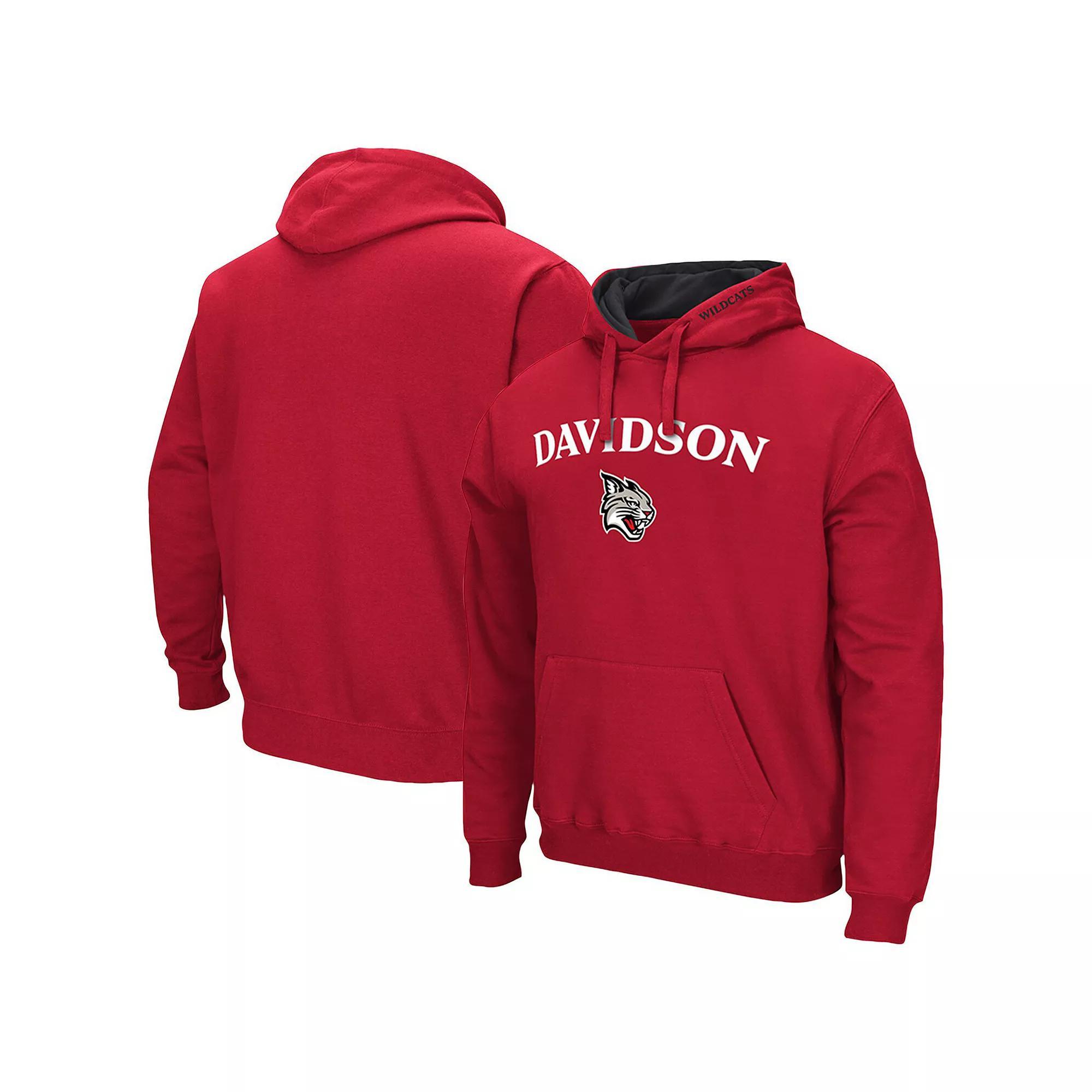 Men's Colosseum Red Davidson Wildcats Arch & Logo 3.0 Pullover Hoodie, Size: Medium, Nc2 Red Product Image