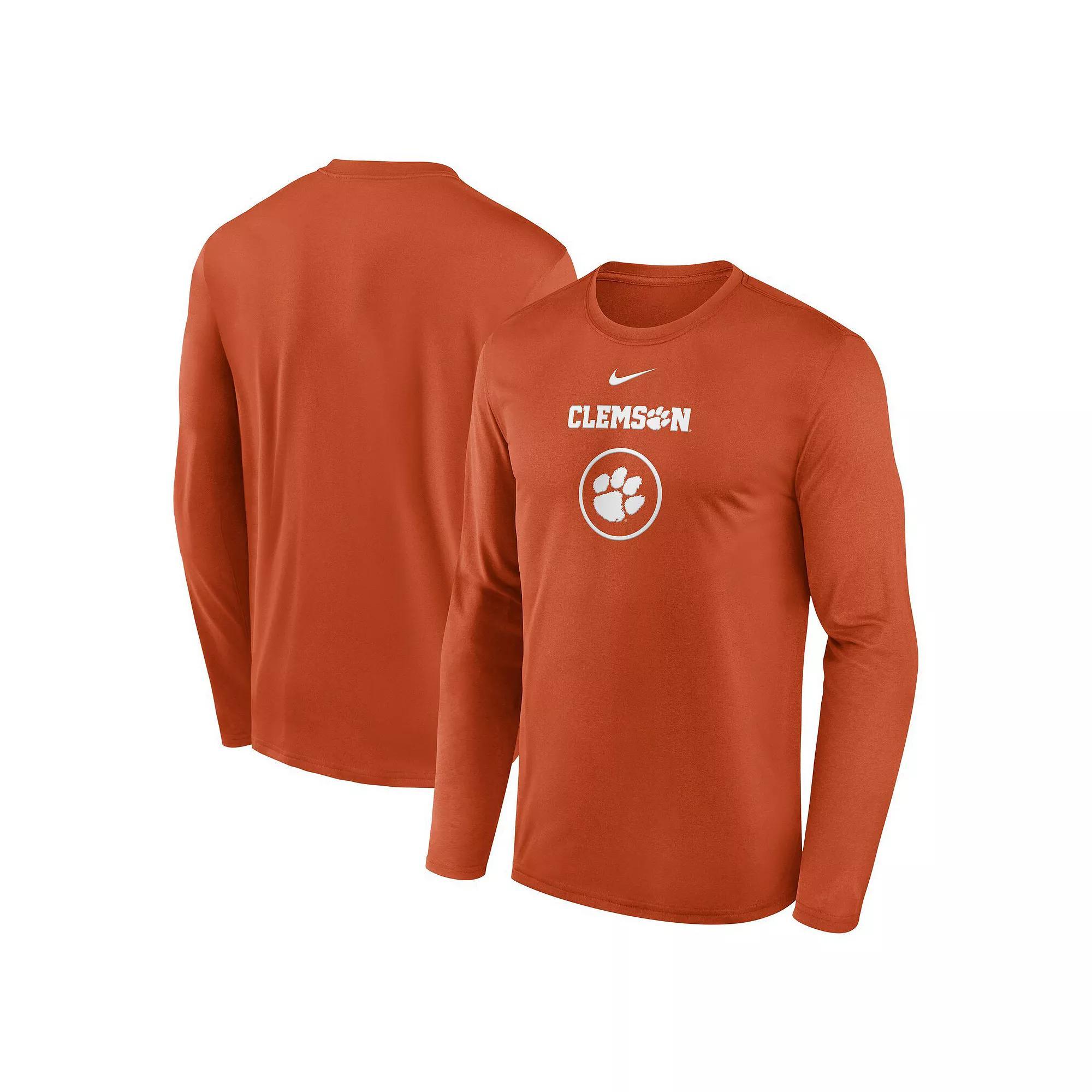 Men's Nike Orange Clemson Tigers 2024 On-Court Basketball Practice Legend Performance Long Sleeve T-Shirt, Size: Small Product Image