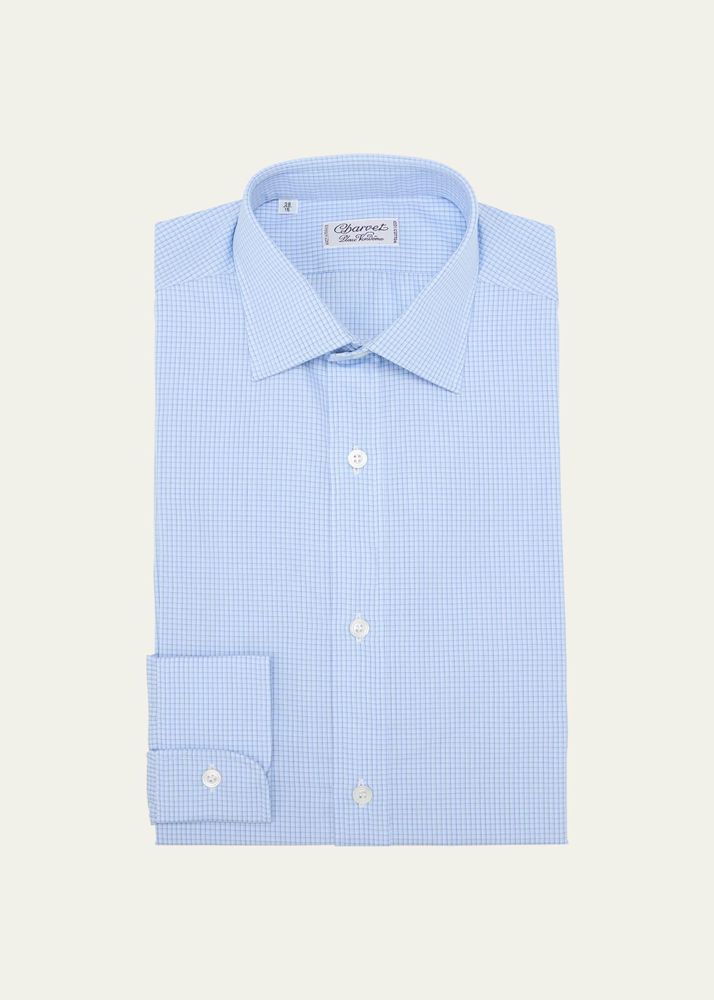 Mens Cotton Check Dress Shirt Product Image