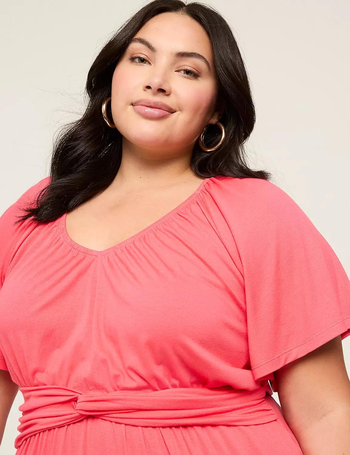 Flutter-Sleeve Twist-Waist Dress Product Image