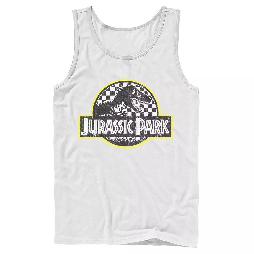 Men's Jurassic Park Checkered Classic Logo Tank Top,  Product Image