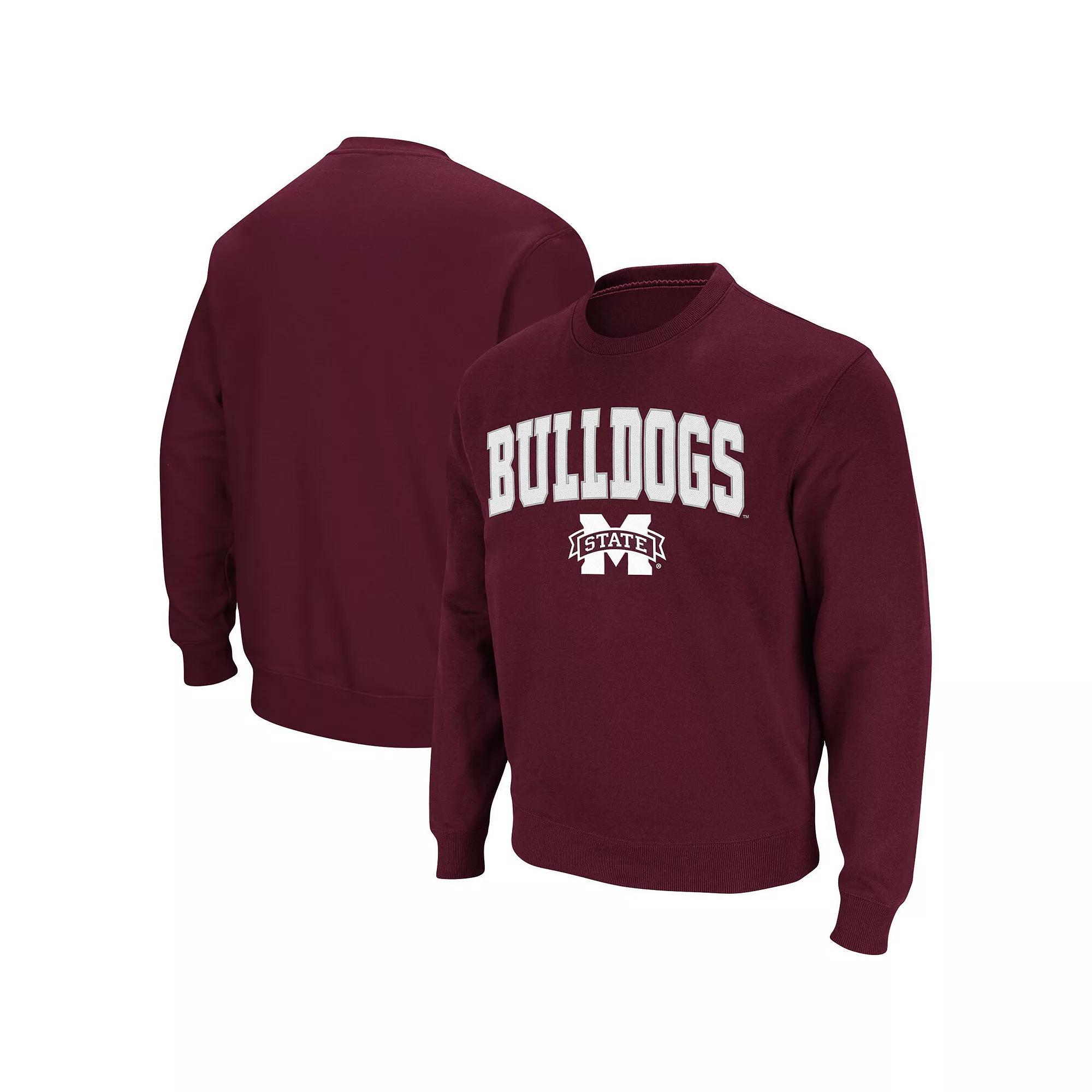 Men's Colosseum Maroon Mississippi State Bulldogs Arch & Logo Tackle Twill Pullover Sweatshirt, Size: Large, Mst Red Product Image
