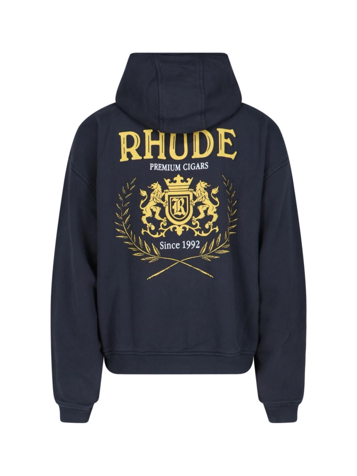 RHUDE Mens Vtg Black Cresta Brand-print Cotton-jersey Hoody Product Image