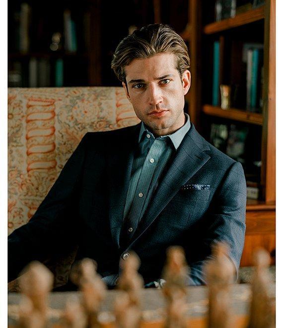 Hickey Freeman Modern Fit Flat Front Window Pattern 2-Piece Suit Product Image