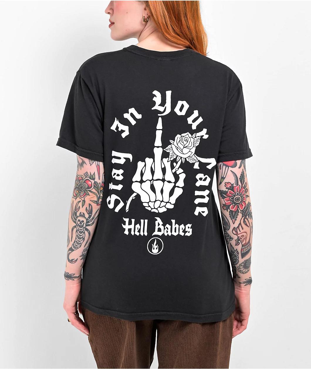 Hell Babes Stay In Your Lane Black T-Shirt Product Image