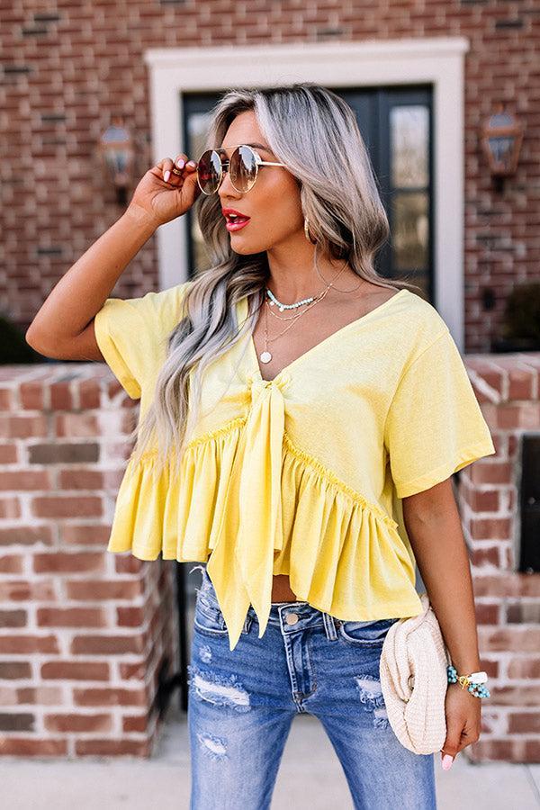 Sweet On Me Front Tie Top In Yellow Product Image