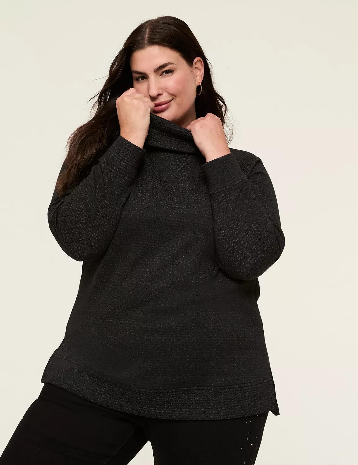 Relaxed Cowlneck Textured Pullover Top Product Image