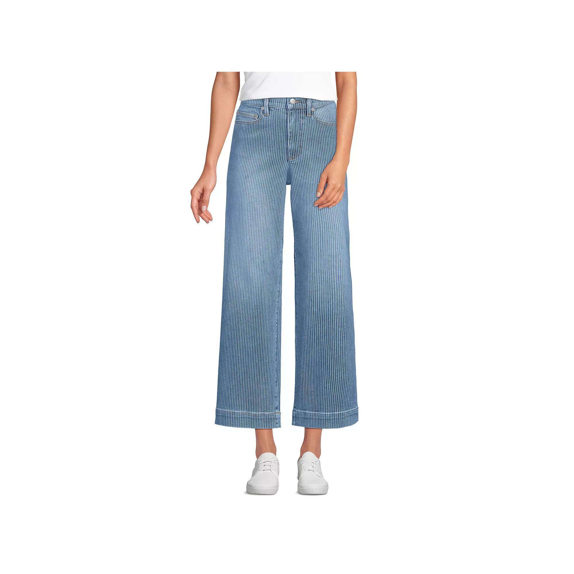 Petite Lands' End Recover High Rise Wide Leg Crop Jeans, Women's,  Product Image