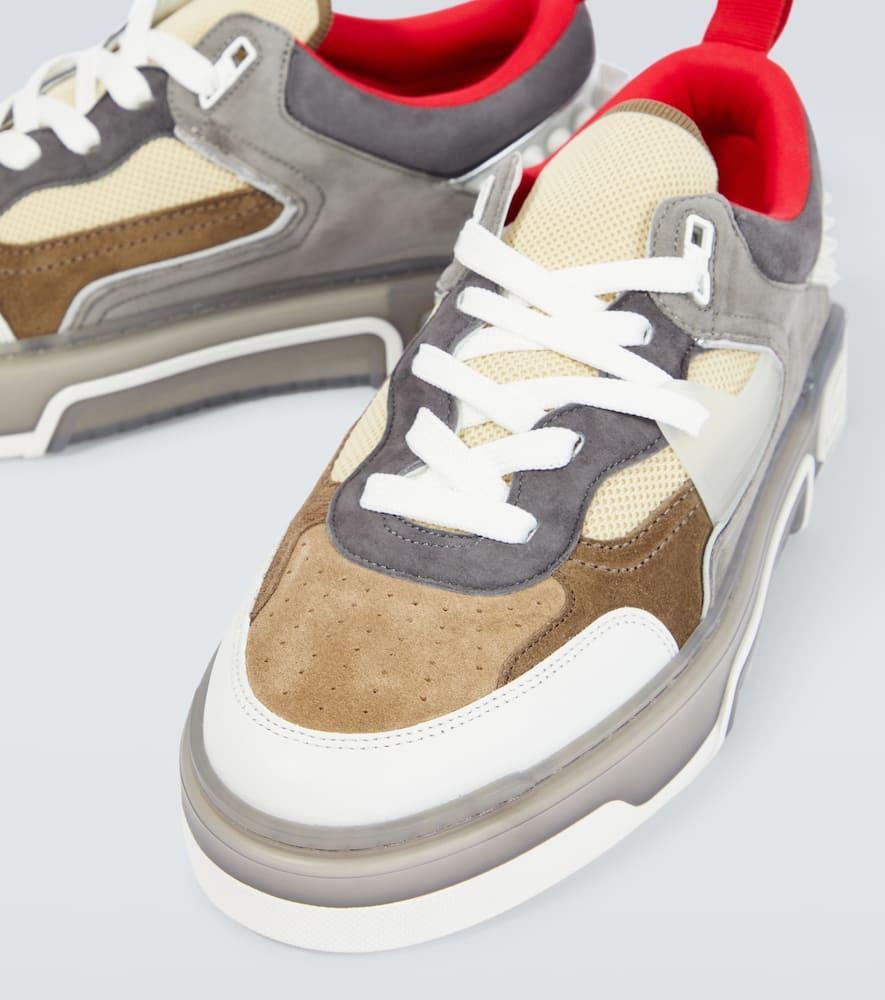 CHRISTIAN LOUBOUTIN Mens Saharienne/smoke Astroloubi Leather And Suede Low-top Trainers In Grey Product Image