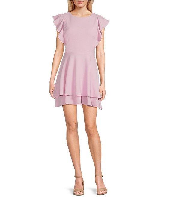 Midnight Doll Flutter Sleeve Double-Hem Fit & Flare Dress Product Image