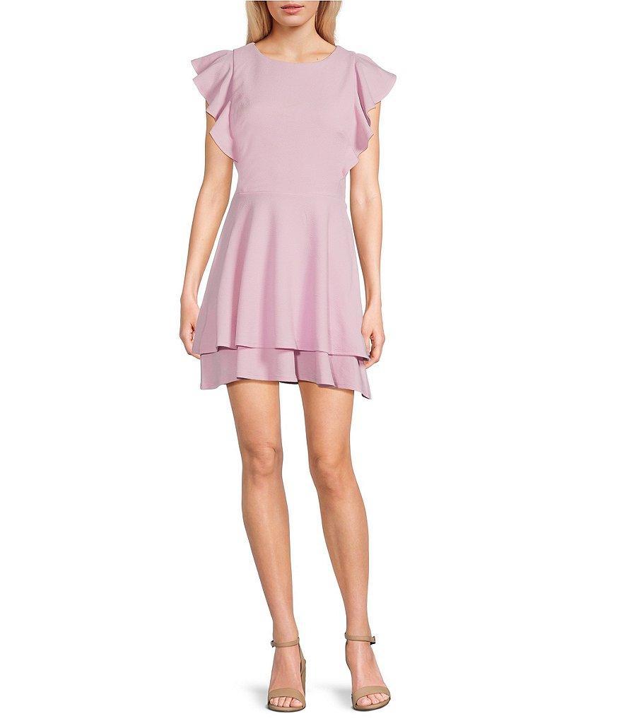 Midnight Doll Flutter Sleeve Double-Hem Fit & Flare Dress Product Image