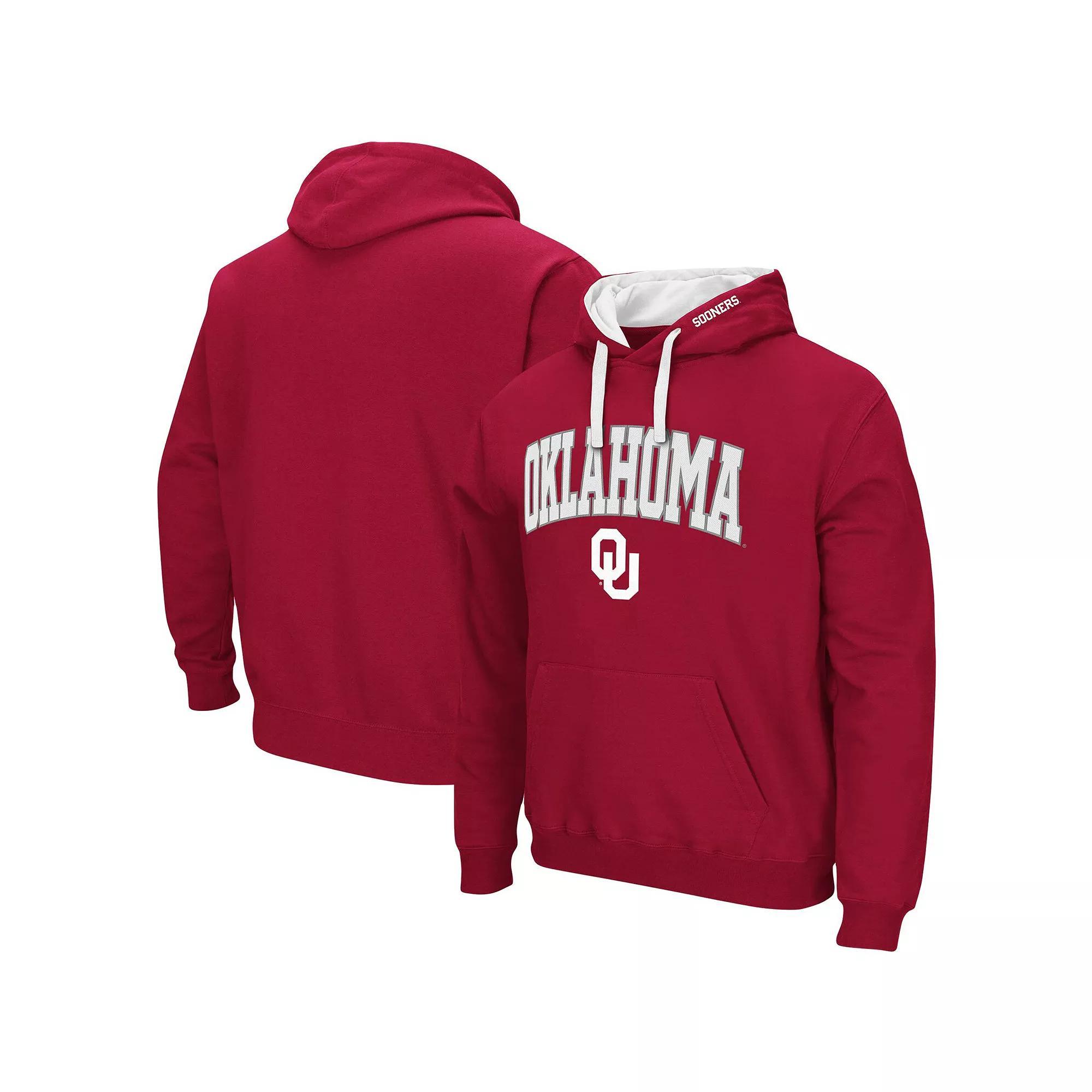 Men's Colosseum Crimson Oklahoma Sooners Big & Tall Arch & Logo 2.0 Pullover Hoodie,  Product Image